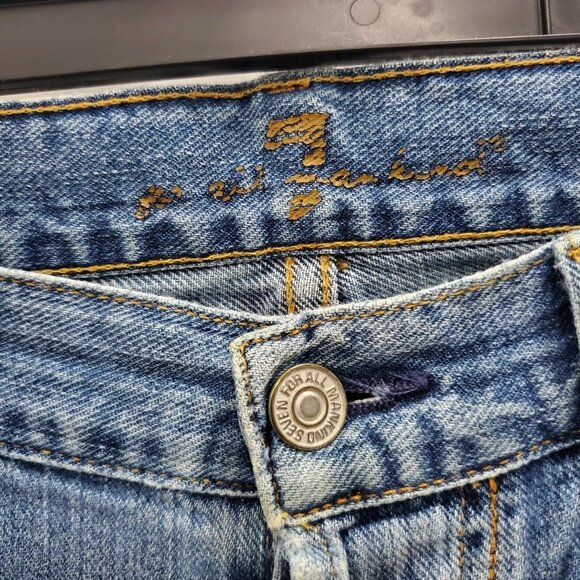 7 For All Mankind 7FAM Men's Light Wash Distressed Button Fly Denim Jeans Sz 33 - Picture 3 of 7